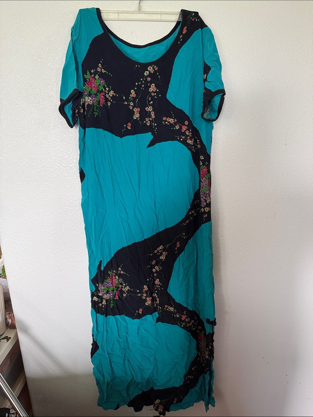 Teal and Black Floral Maxi Dress - Women (1-09)